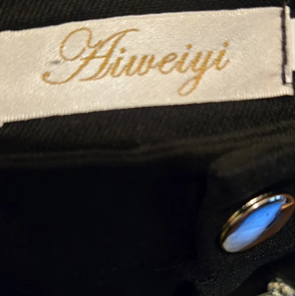 Aiweiyi Black Zipper Detail stretch Jeans szS - Picture 8 of 8